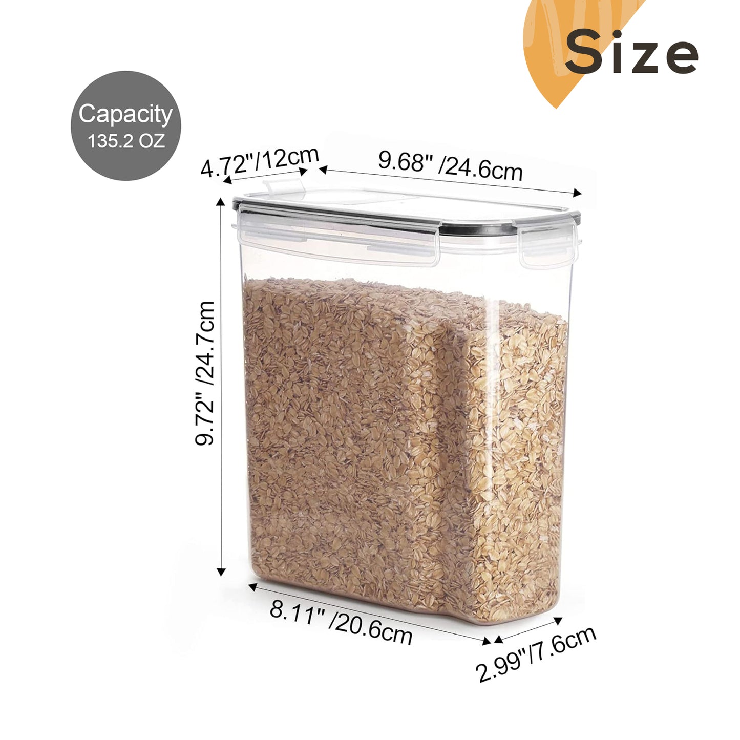 6PCS 4L Cereal Containers Airtight Food Storage for Kitchen and Pantry Organization Canisters for, Dry Pet Food, Flour, Sugar, Rice, Nuts, Snacks & More