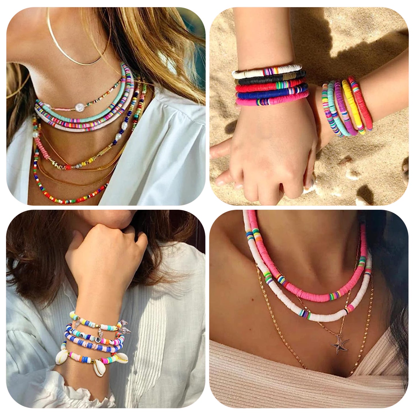 12588PCS Clay Beads Friendship Bracelet Making Kit, Flat Preppy Polymer Heirship Beads for Jewelry Making with Pendant Charms for Girls Teens Ages 6-12