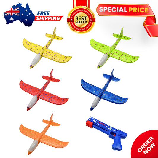 5 Pack Airplane Launcher Toys Outdoor Catapult Plane Toy for Kids Birthday Gifts