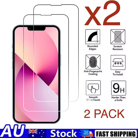 2X 9H Tempered Glass Screen Protector For iPhone 13 and 13 Pro Easy Installation