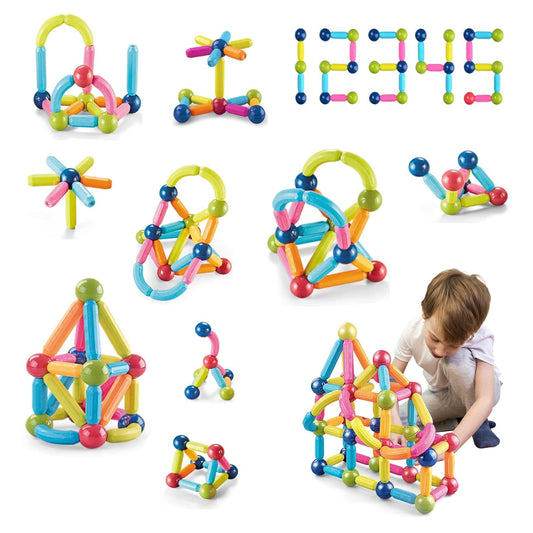 25PCS Magnetic Building Sticks Blocks Toys, Magnet Sticks Balls and Rods Building Toy Sets, Sensory Montessori Toys for Preschool Toddlers Kids