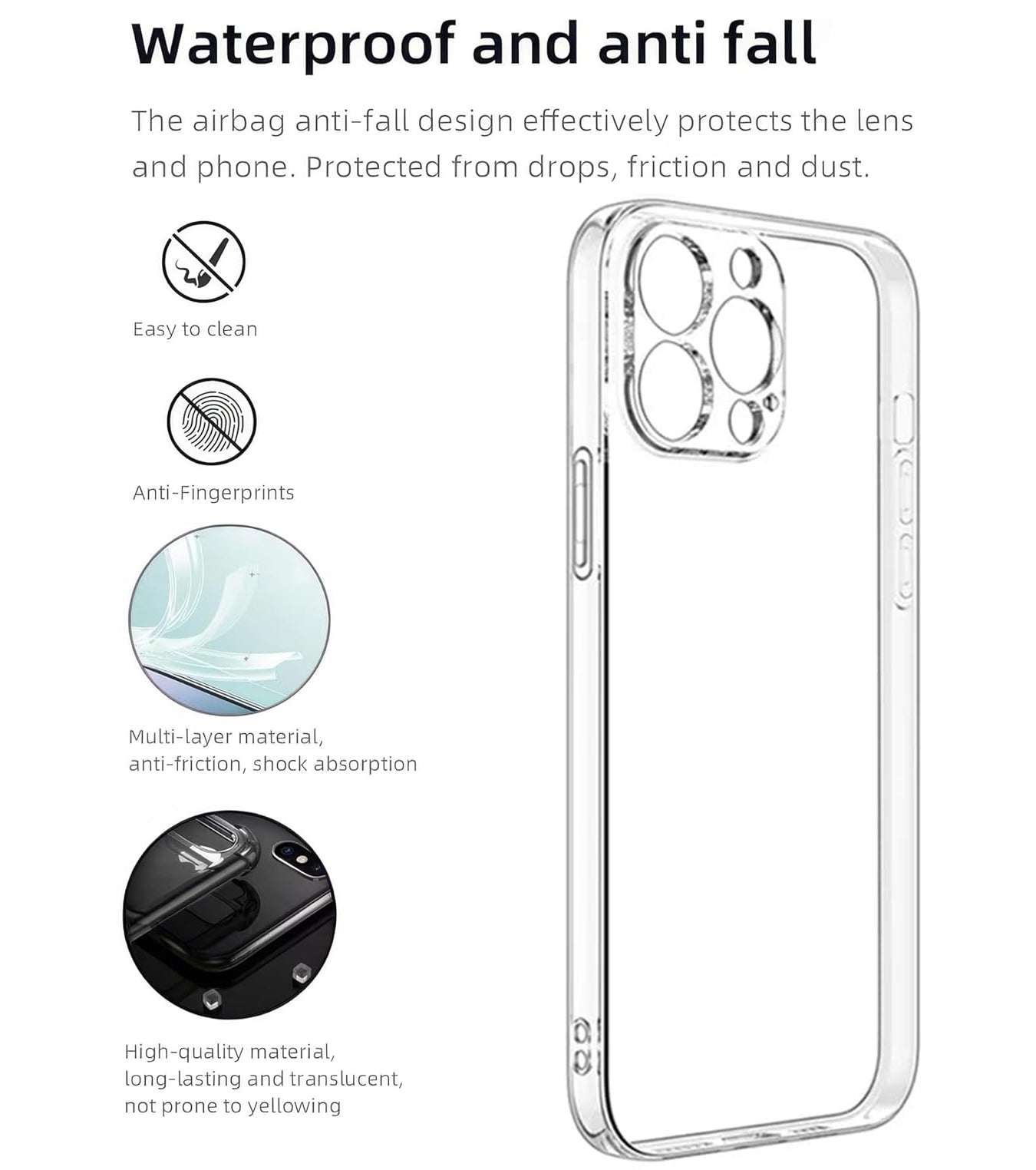 Transparent Crystal Clear Shockproof Soft TPU Back Cover iPhone 13 Pro Case