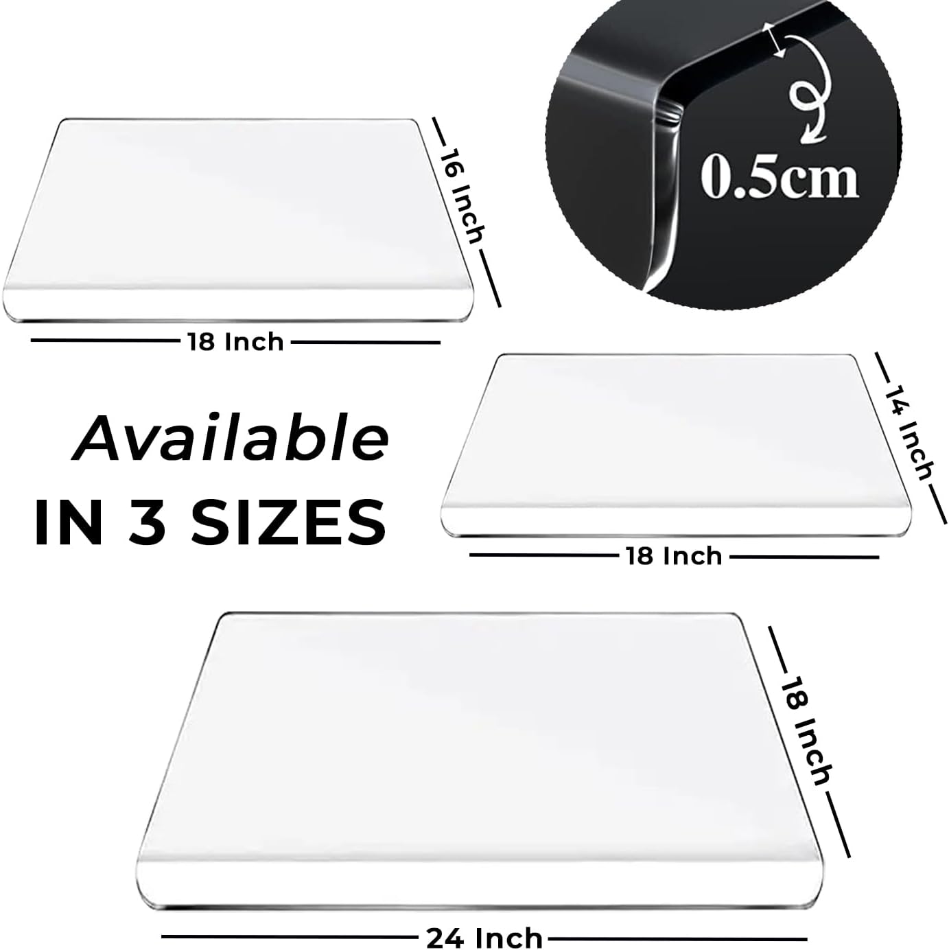 Acrylic Clear Cutting Board with Counter Lip for Kitchen Countertop Non Slip, Upgraded Thicker Large Cutting Board for Countertop Protector