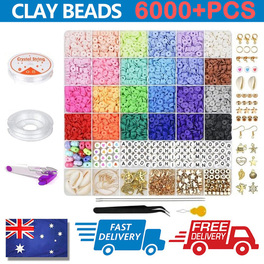 6000+ Clay Flat Preppy Polymer Heirship Beads Friendship Bracelet Making Kit