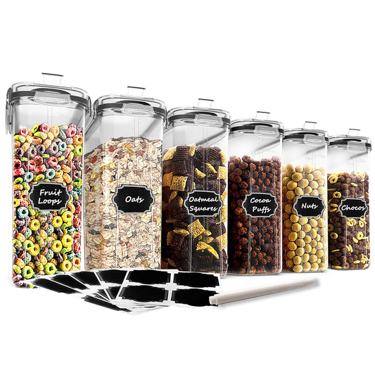 4PCS 4L Cereal Containers Airtight Food Storage for Kitchen and Pantry Organization Canisters for, Dry Pet Food, Flour, Sugar, Rice, Nuts, Snacks & More
