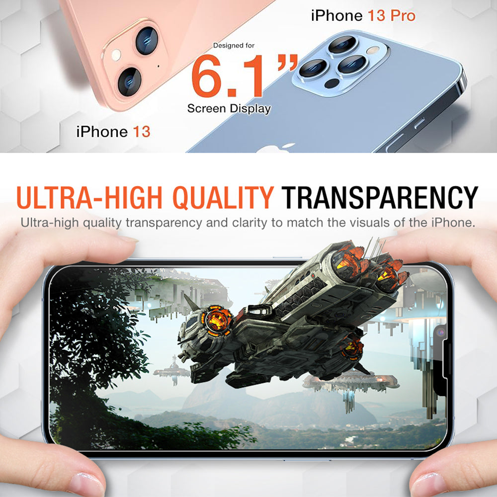 2X 9H Tempered Glass Screen Protector For iPhone 13 and 13 Pro Easy Installation