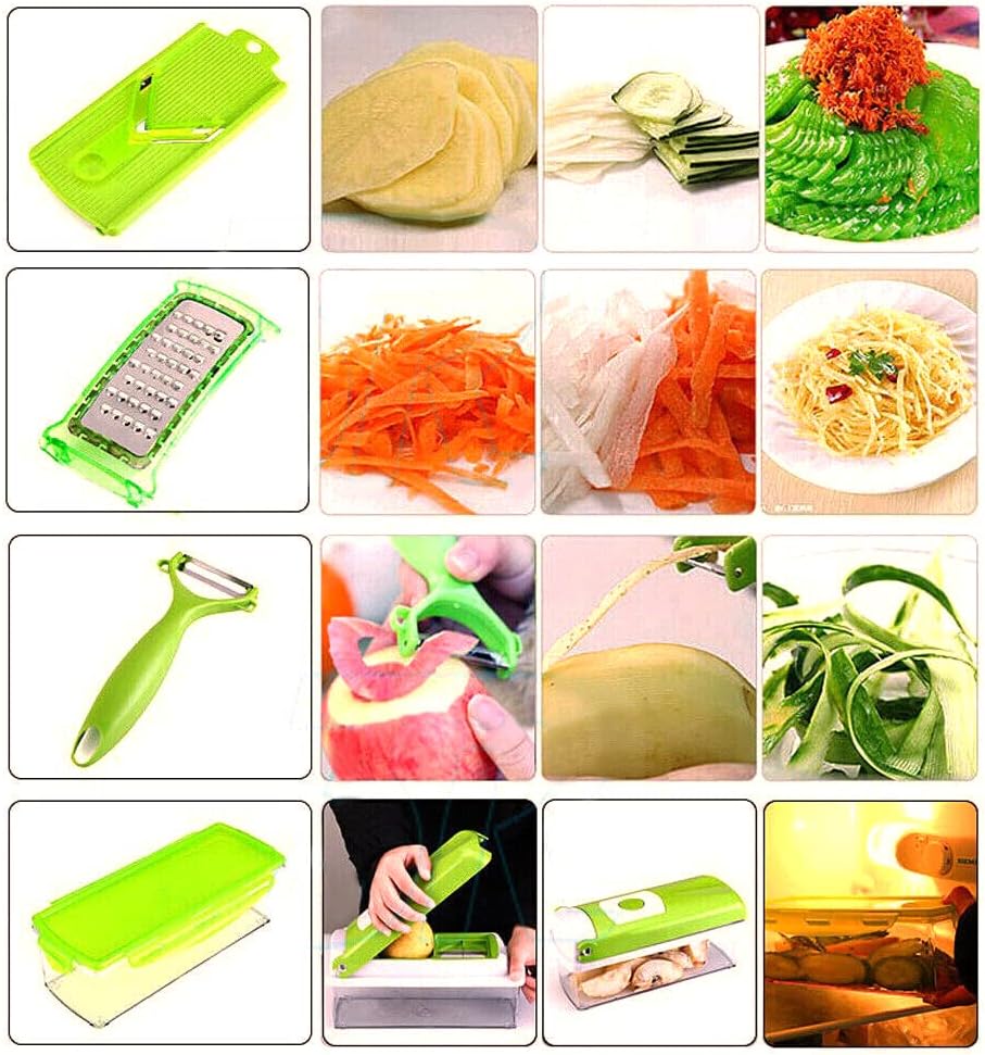 Multifunctional Vegetable Chopper 6 Stainless Steel Blades with Larger Container