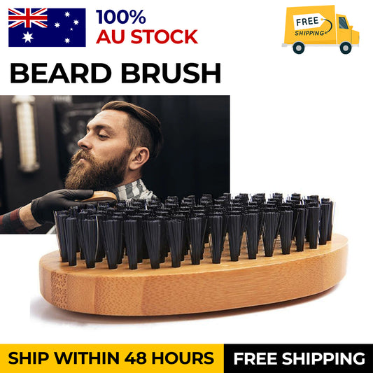 The Brandster Nylon Bristle Beard Brush with Wooden Base for Men Travel Friendly